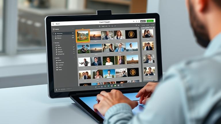 alt_text: Person unflagging photos in Lightroom on computer, showing flagged and unflagged images.