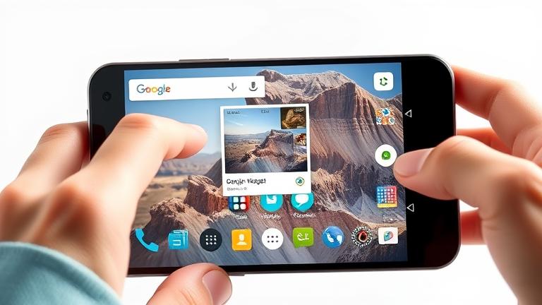 alt_text: User adds a photo widget on Android phone with vibrant lighting, showing customization steps.