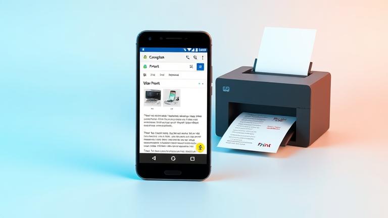 alt_text: Android device printing webpage with printer icon and print menu highlighted.