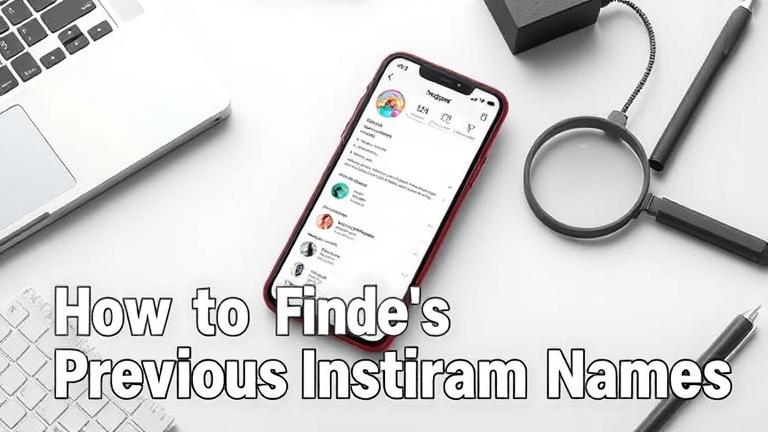 alt_text: Smartphone showing Instagram profile on a workspace; hints of search, revealing past names.