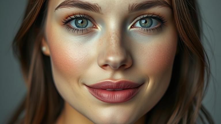 alt_text: Close-up portrait with editing tools, showcasing professional Photoshop post-processing.