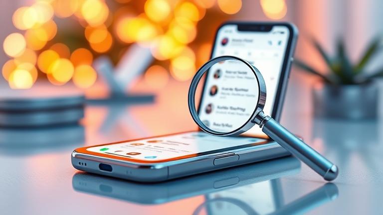 alt_text: Smartphone with Instagram comments, magnifying glass icon shows searching comments.