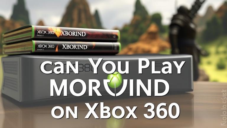 alt_text: Xbox 360 console with Morrowind cases and a game scene in the background.