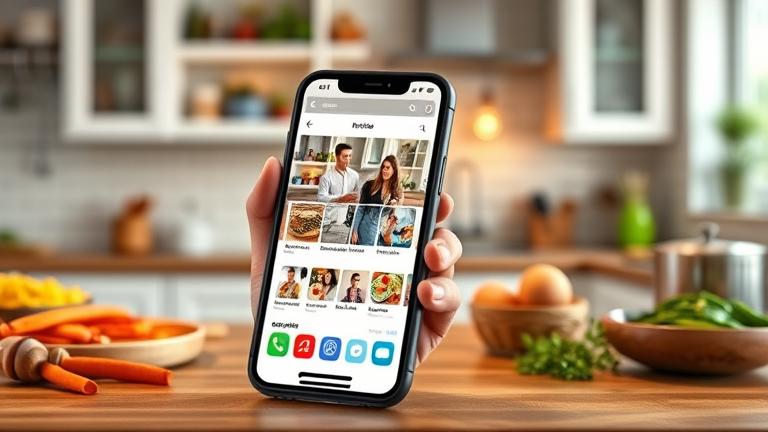 alt_text: Smartphone showing Allrecipes app in a cozy kitchen, with friendly person and "Is Allrecipes Free?"