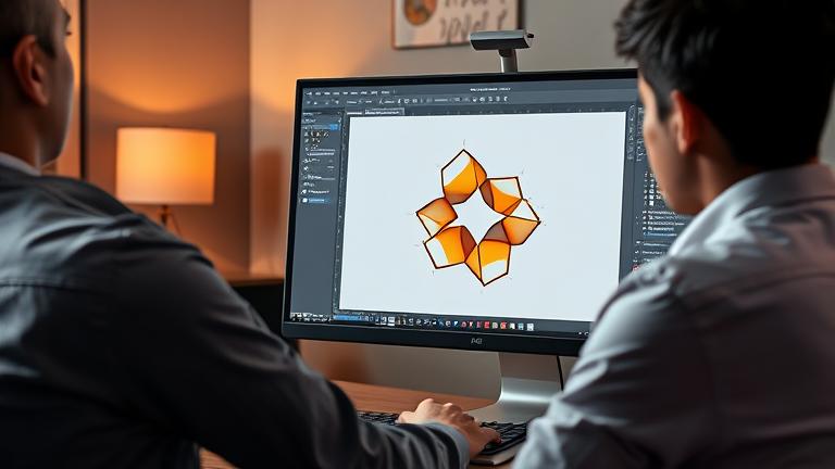 A designer shears a vector shape in Adobe Illustrator using the Shear Tool on screen.