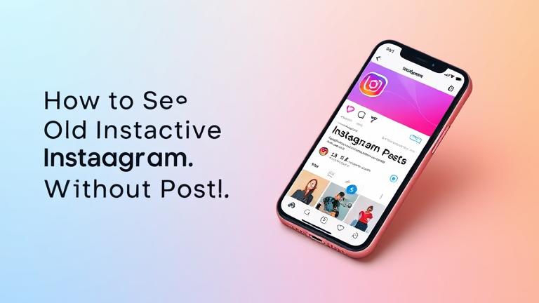 alt_text: Smartphone screen with Instagram profile showing old posts, explore icon, and "How to See Old Posts" overlay.