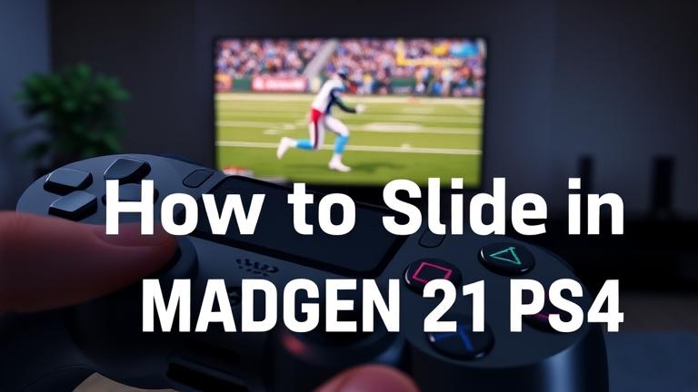 alt_text: PS4 controller with thumb on the stick; Madden 21 screen shows a sliding player.