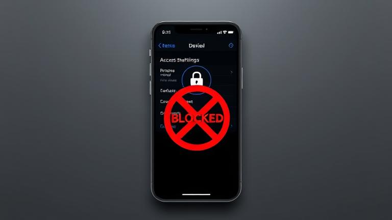alt_text: iPhone screen shows VPN blocked with lock and "Access Denied" message.