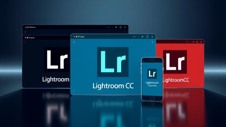 alt_text: Visual of overlapping Lightroom UI screens labeled Classic, CC, Mobile, symbolizing versions.