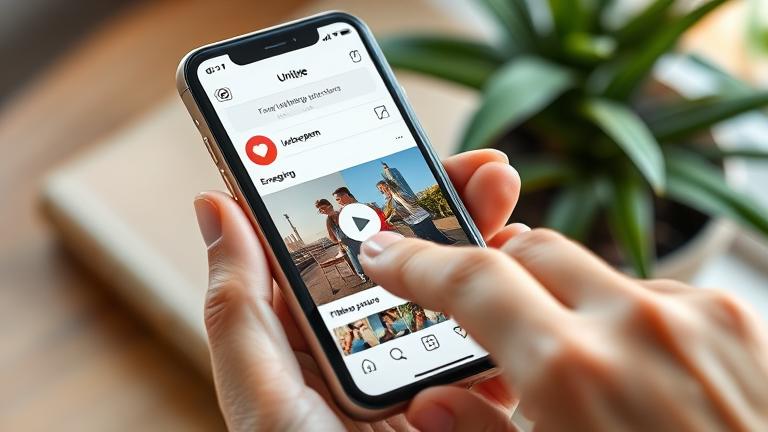 alt_text: A phone screen showing unliking a photo on Instagram with a finger tapping the heart icon.
