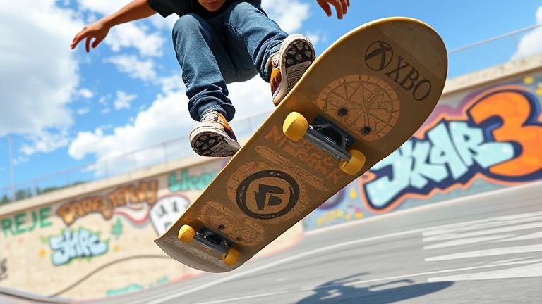 alt_text: Skateboarder mid-air doing a coffin slide at urban skate park with vibrant graffiti.