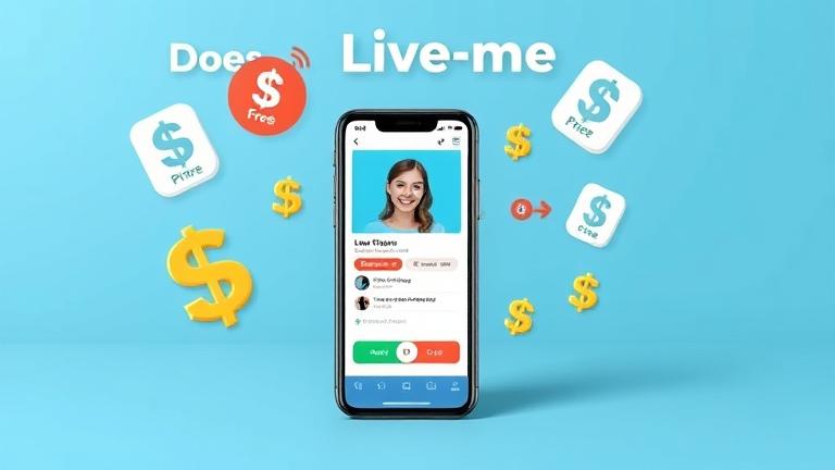 alt_text: Smartphone showing LiveMe app with dollar signs, highlighting free features versus costs.