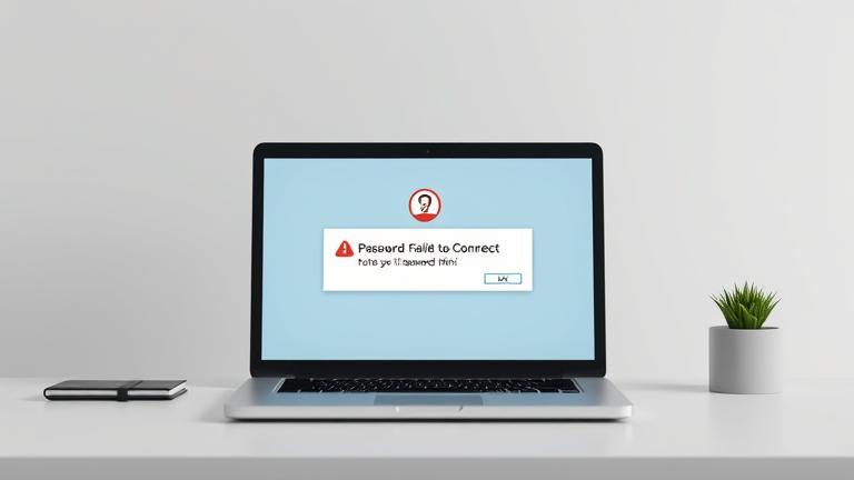 alt_text: Laptop showing "1Password Failed to Connect" error with user looking concerned.