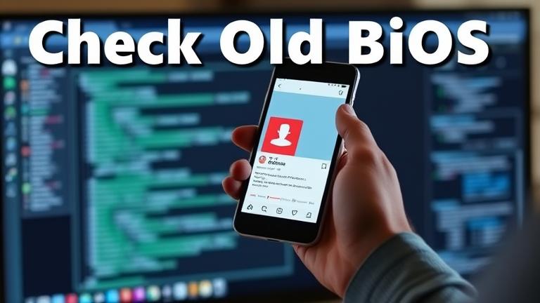 alt_text: Person with smartphone showing Instagram profile, BIOS hints in background for tech review.