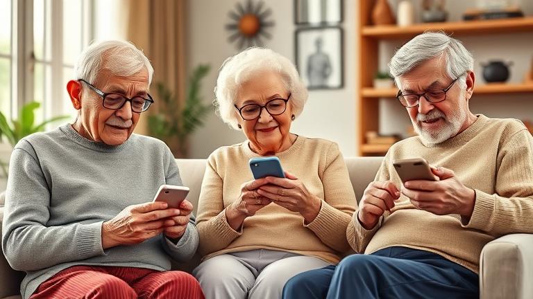 alt_text: Seniors confidently use iPhones in daily life—calling, reading, snapping photos.