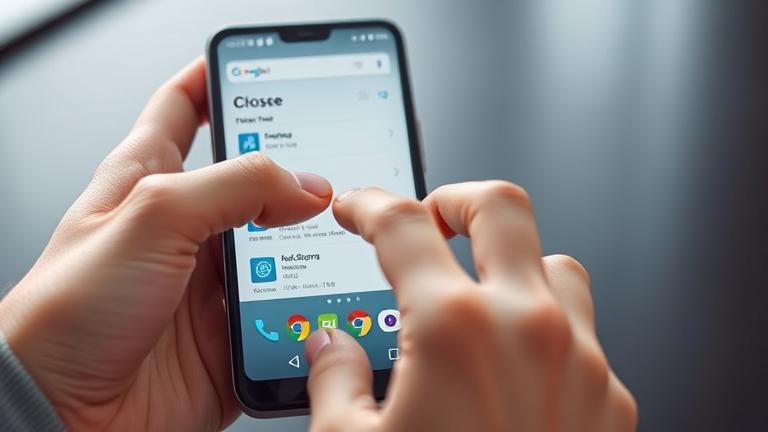 alt_text: Person closes a browser tab on Android smartphone with multiple open tabs visible.