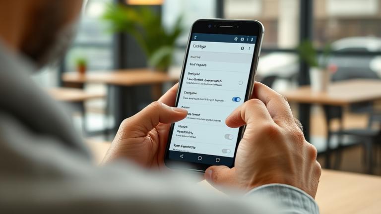 alt_text: Person disables web filter on Android Chrome in a cozy, modern setting.