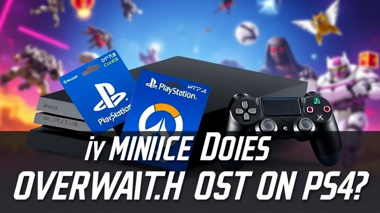 alt_text: PS4 console, controller, gift card, and bold text asking about Overwatch's PS4 price.