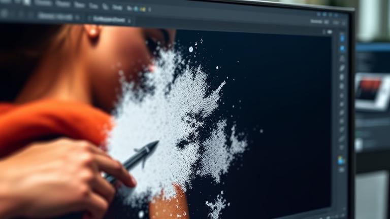 alt_text: Close-up of Photoshop with eraser tool active, unintentionally painting on the canvas.