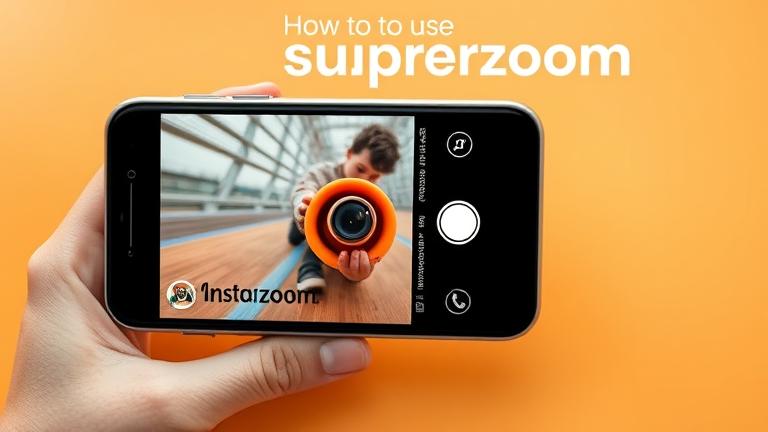Alt text: Smartphone screen with Instagram superzoom in action, showing dynamic, playful effects.