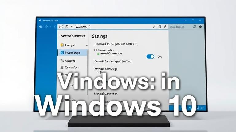 alt_text: Windows 10 Settings open on Network & Internet, showing "Metered Connection" toggled on.