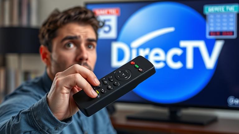 alt_text: Person with remote, DirecTV logo, bill, and cancellation fee chart show subscription costs.