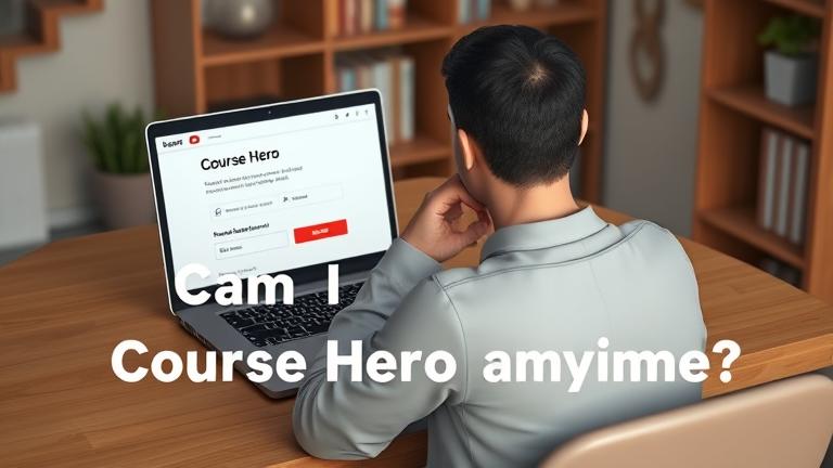 Person at desk contemplating canceling Course Hero, with calendar in a cozy study setting.