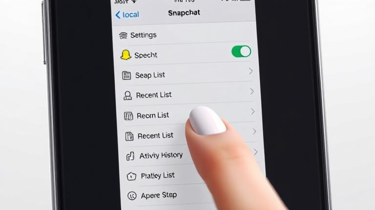 alt_text: Smartphone with Snapchat open, user about to tap "Clear Recent List" in settings.
