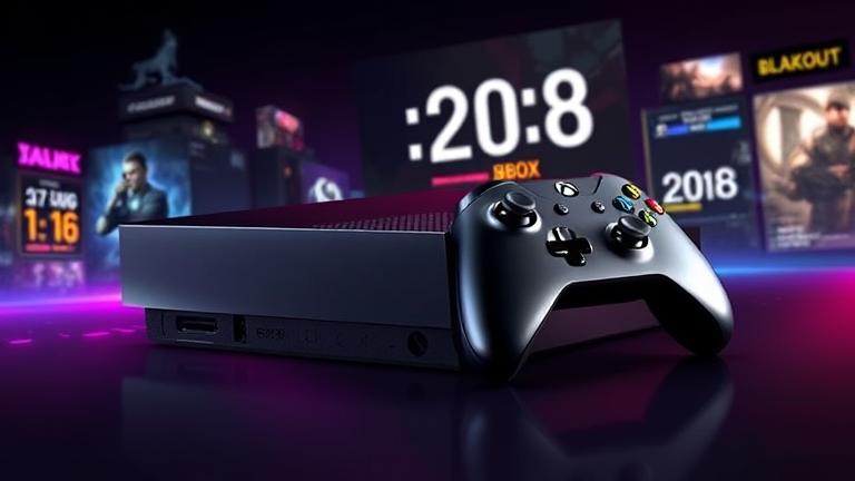 alt_text: Xbox console and controller with Blackout visuals, countdown timer, evoking excitement.