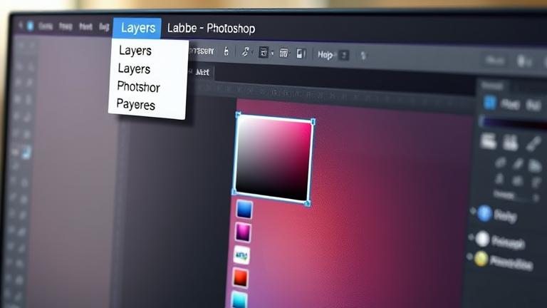 alt_text: Close-up of Photoshop with the Layers panel highlighted and the "Layer" menu expanded.