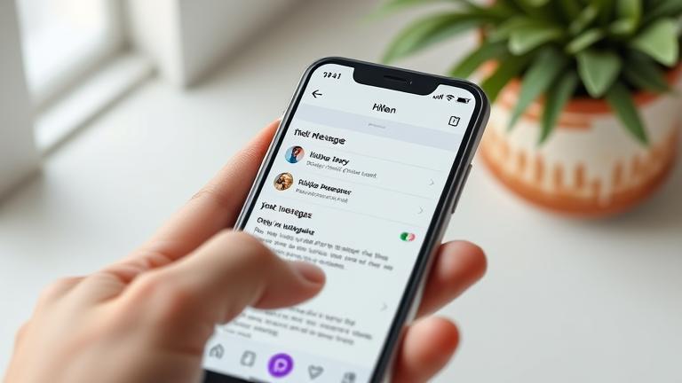 alt_text: Smartphone showing Instagram inbox, user managing messages, hints at hiding or unseeing messages.
