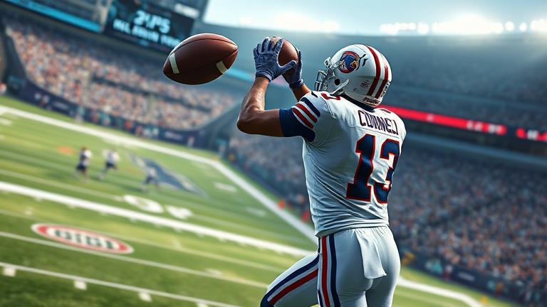 alt_text: Madden 16 Xbox gameplay with a player intercepting near the end zone, intense scene.