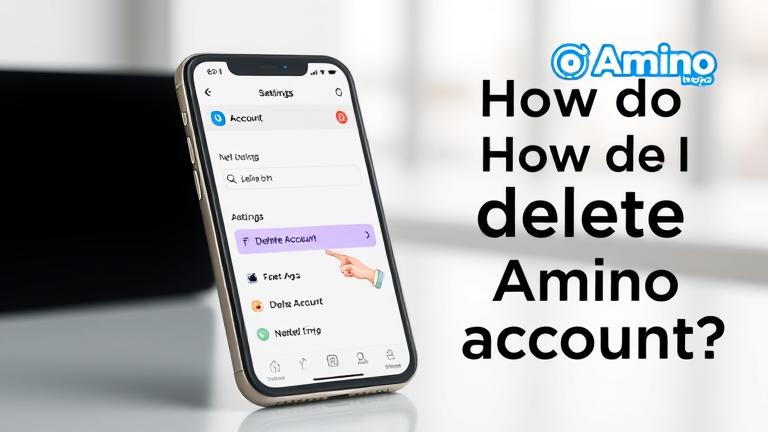 alt_text: Smartphone screen showing Amino app's account deletion option, with a user tapping it.