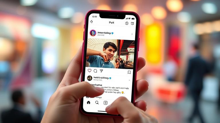 alt_text: Realistic Instagram feed on a smartphone, highlighting comments and social interaction.