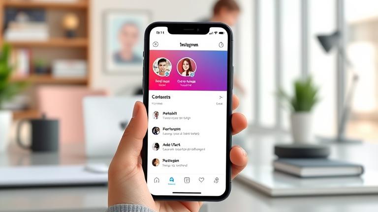 alt_text: Phone screen showing Instagram's "Discover People" feature to find contacts easily.