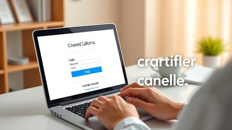 alt_text: Person accessing Covered California online in a modern, welcoming healthcare setting.