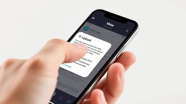 alt_text: iPhone screen showing clipboard content in messaging or notes app, with user interaction.