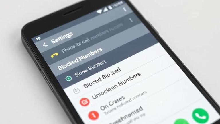 alt_text: Android screen showing blocked numbers list with unblock option highlighted.