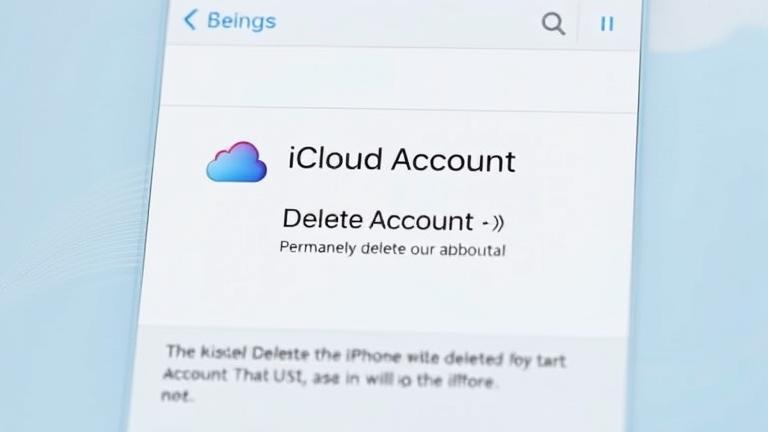 alt_text: Close-up of Apple device screen showing iCloud delete option with warning icon, emphasizing permanence.