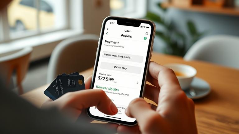 alt_text: Person removes credit card info on Uber app in a cozy, modern workspace.