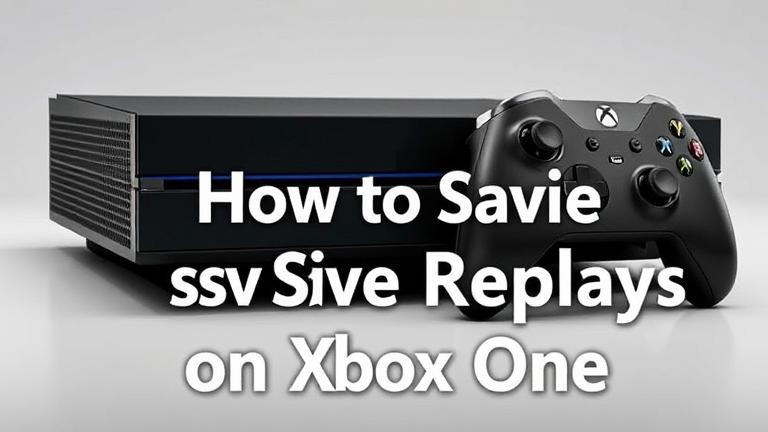 alt_text: Xbox One with saved replays, interface highlighted; sleek background, "How to Save Replays".