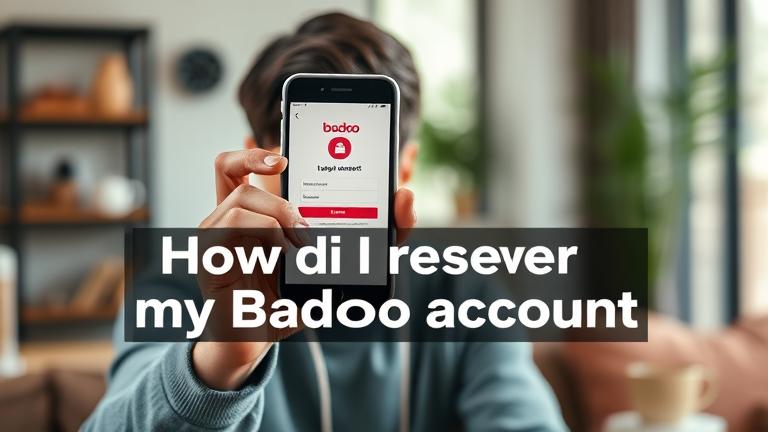 alt_text: Person with focus, phone showing Badoo login, hinting at account recovery in cozy setting.