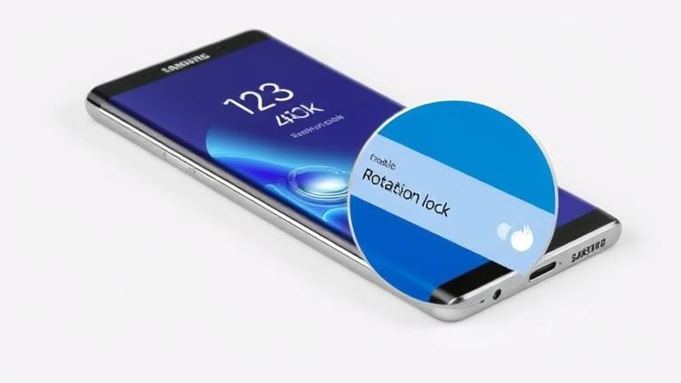 alt_text: Samsung Galaxy Note8 displaying rotation lock toggle on a sleek, well-lit surface.