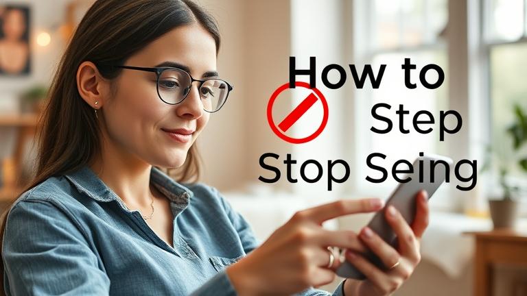 alt_text: Person calmly scrolling, with "Stop Reels" icons, promoting digital well-being.
