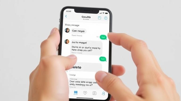 alt_text: Person deleting a message in GroupMe chat on smartphone, showing the delete option.