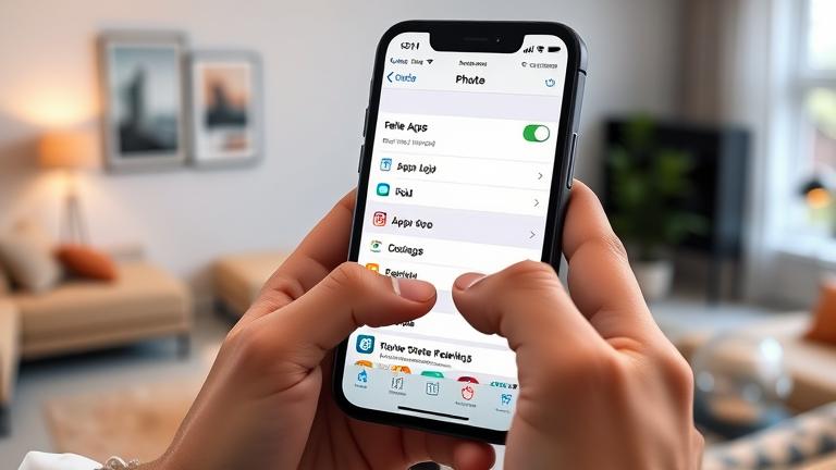alt_text: Person deleting an app on iPhone in a modern, well-lit space with focus on screen.