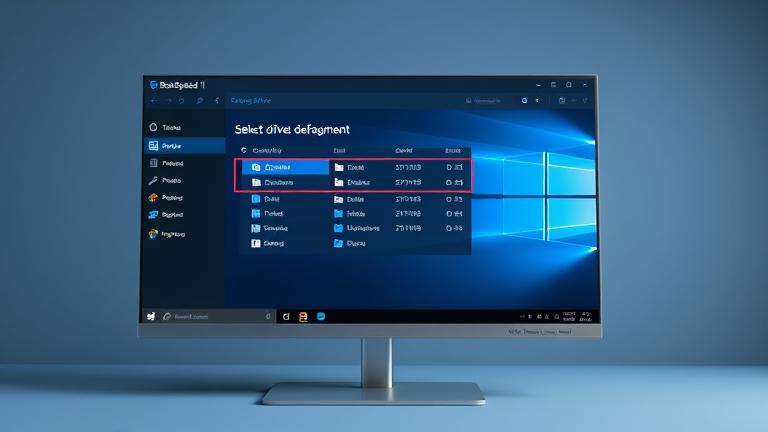 alt_text: Modern screen showing BootSpeed 11's drive selection for defragmentation.