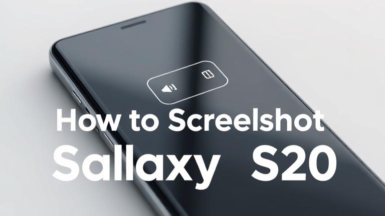 alt_text: Samsung Galaxy S20 screenshot guide with button press overlay and clear instructions.