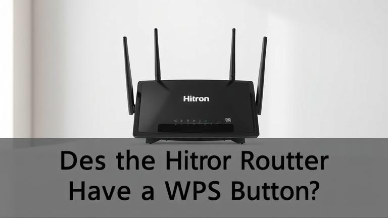 alt_text: Hitron router on desk, highlighting WPS button with a pointing hand and label.