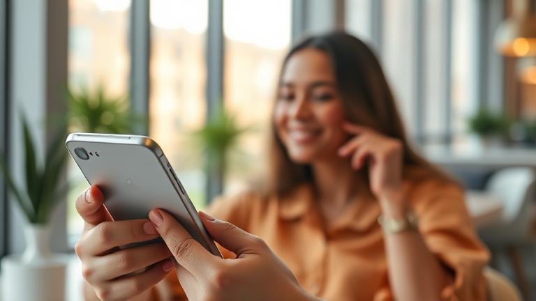 alt_text: Person happily managing Instagram stories, hiding or turning off visible stories.